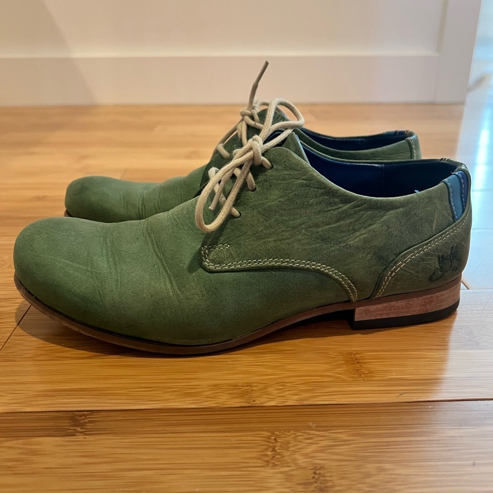 John Fluevog Radio CBC Leather & Suede Derby Shoes - Picture 4 of 8